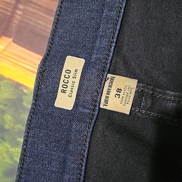 True Religion Rocco Slim Fit Blue & Black Jeans Size 38x34 - Picture 6 of 12